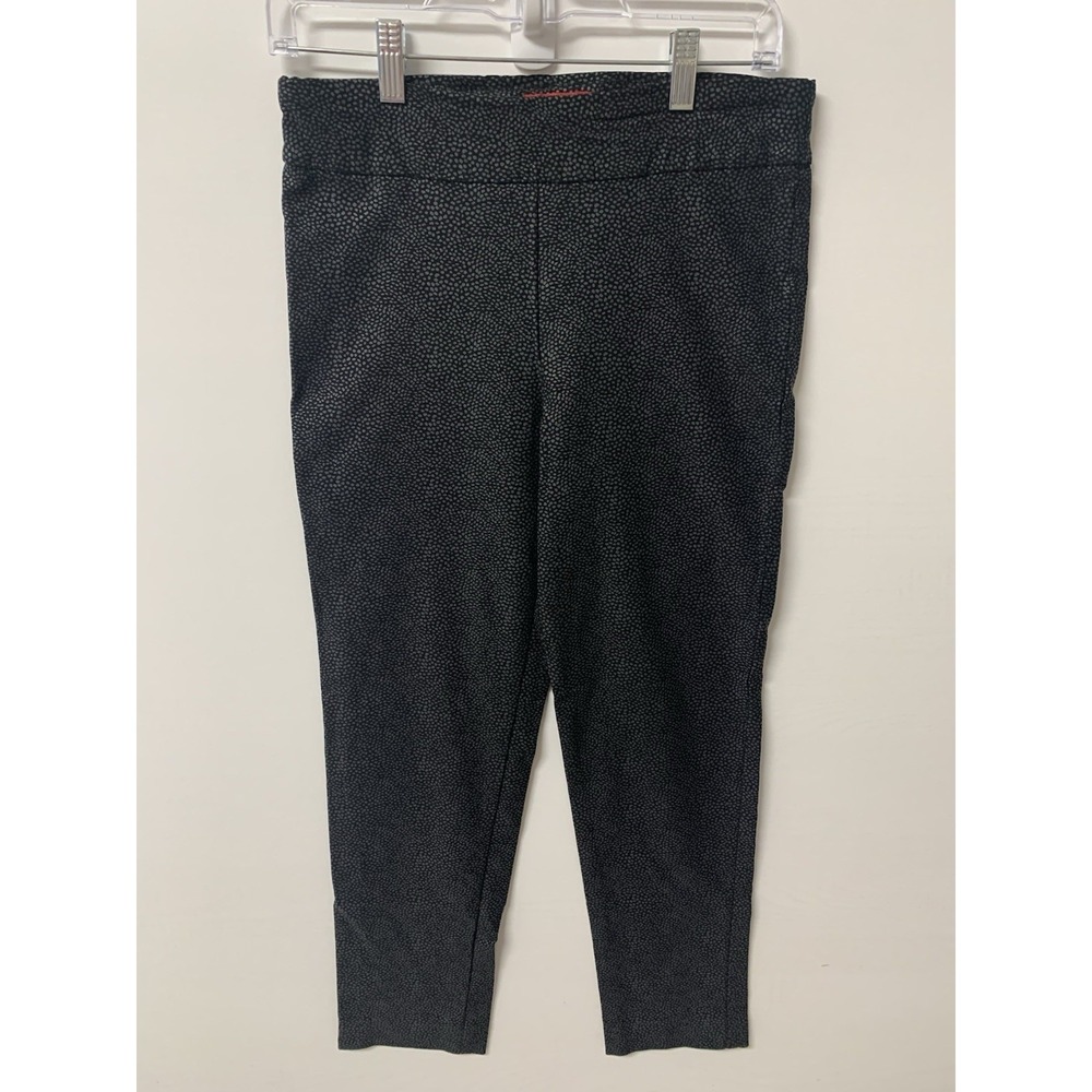 Krazy Larry Pants Womens 10 Black Polka Dot Stretch Pull On Ankle Slim Leg